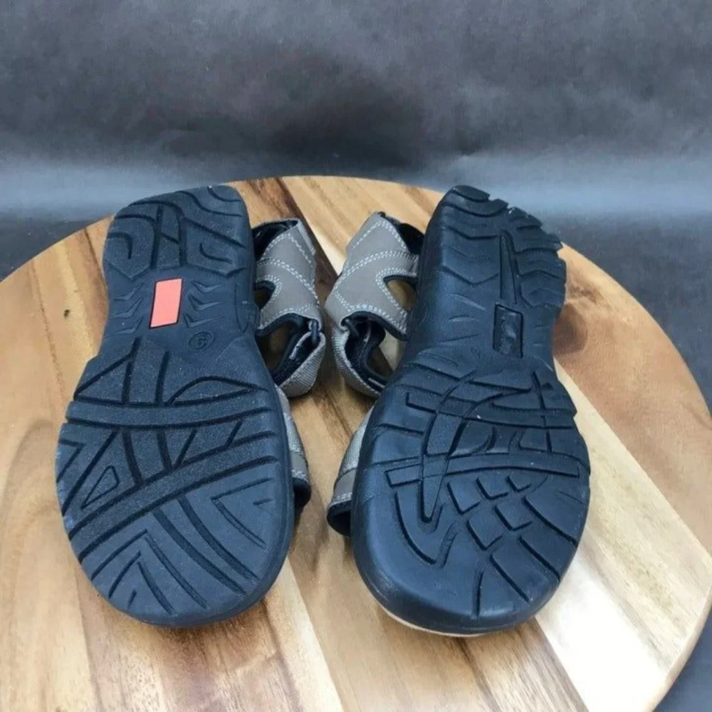 St. John's Bay Brown Faux Leather Hook and Loop Sandals Mens Size 9
